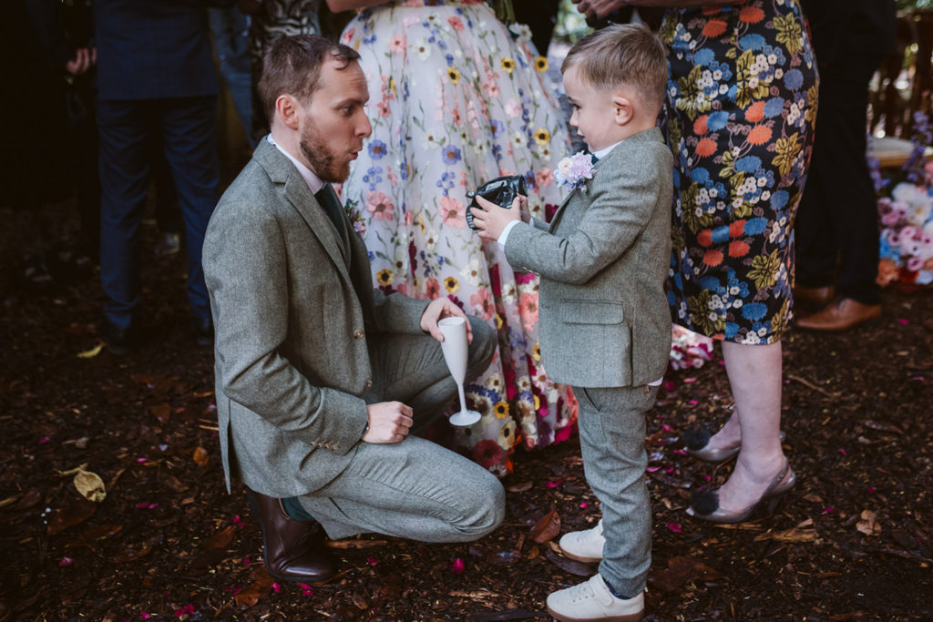 Unposed wedding photography of family interactions