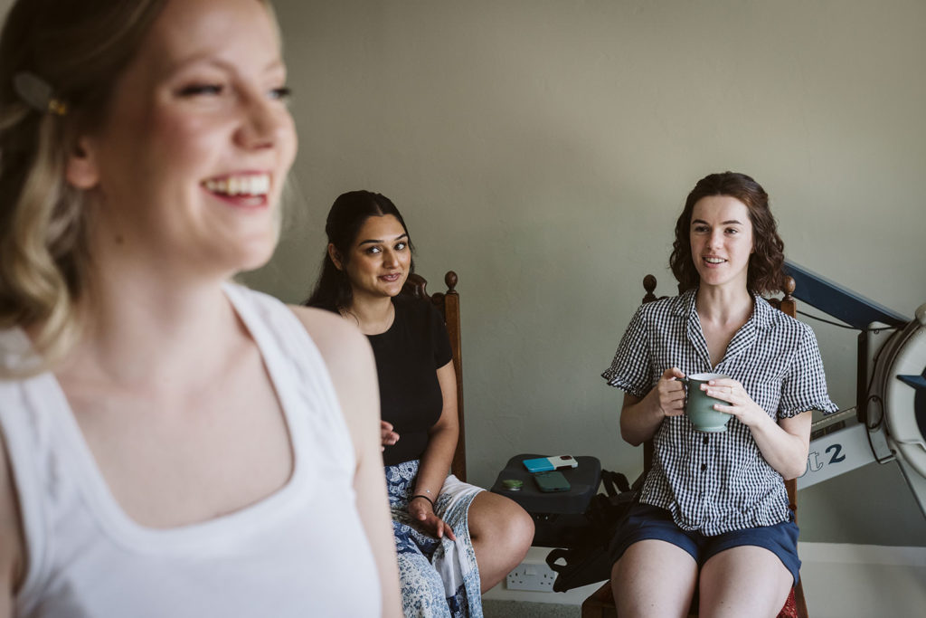 Candid bridal prep photos by North Yorkshire wedding photographer