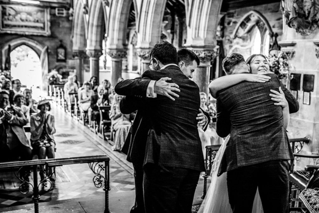 Hugs during the ceremony