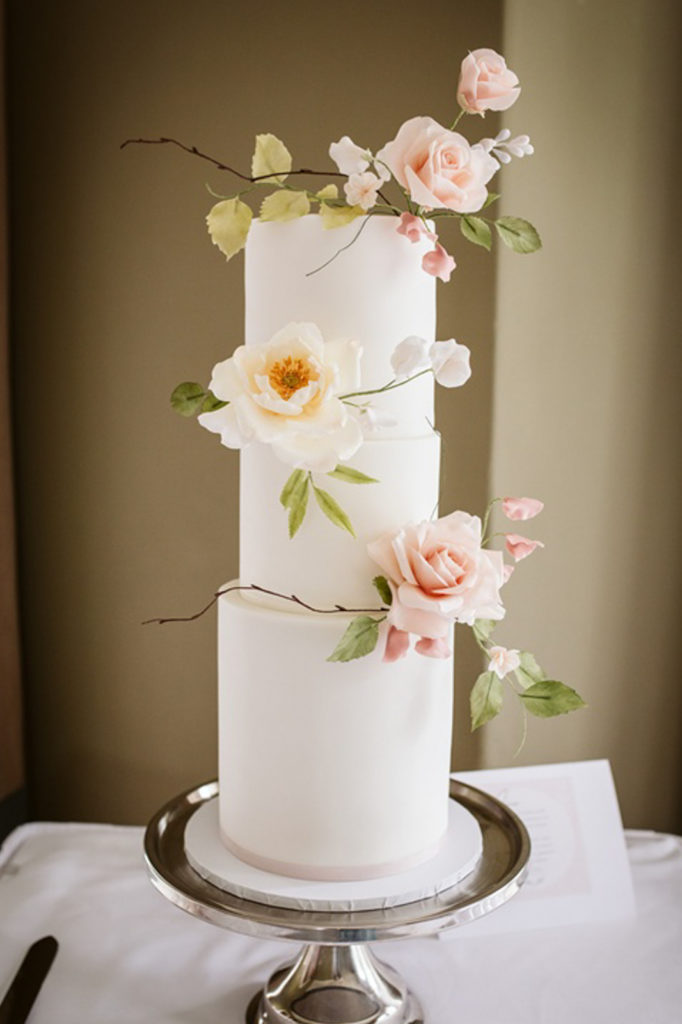 A delicate beautiful wedding cake