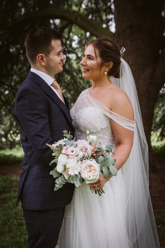 Bride and groom enjoying a quietmoment at Rudding Park, Harrogate