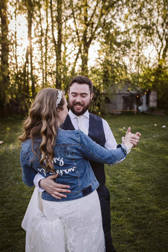 Natural couple portraits at Skipbridge Country Weddings in golden hour light
