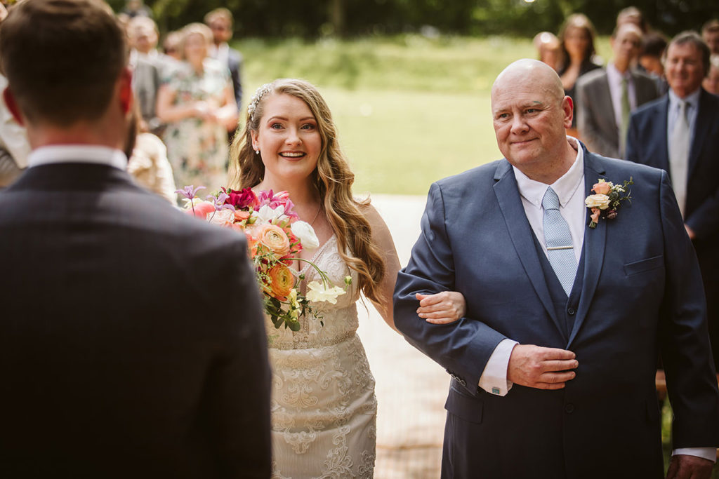 Relaxed outdoor wedding ceremony at Skipbridge Country Weddings Yorkshire