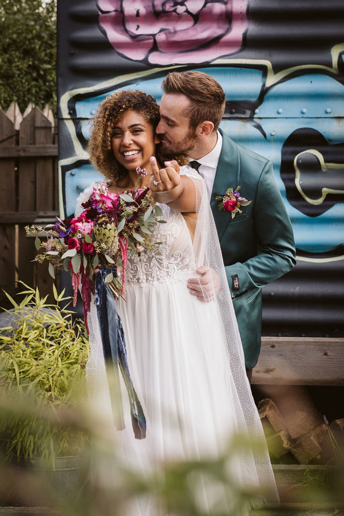 Personality-led wedding details with bold colour palette