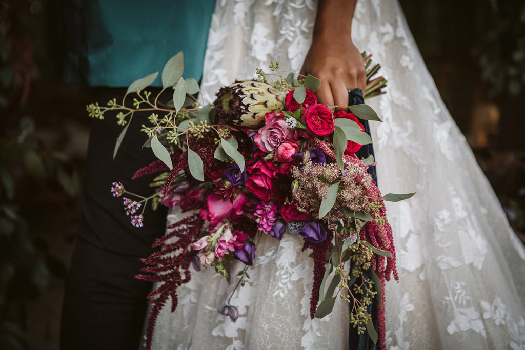 Colourful autumn wedding flowers in rich seasonal tones Yorkshire