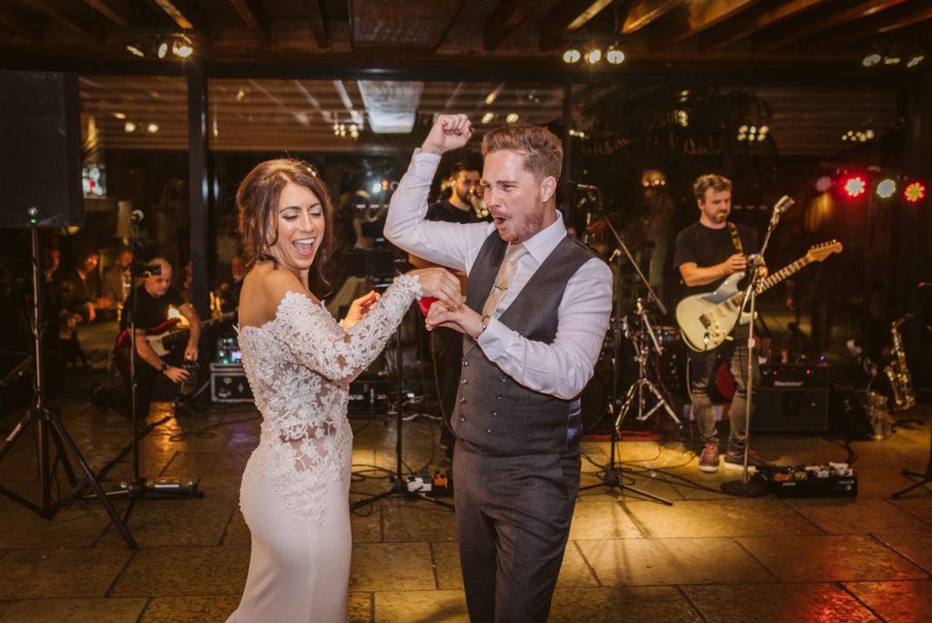 The bride and groom's first dance at Le Petit Chateau 