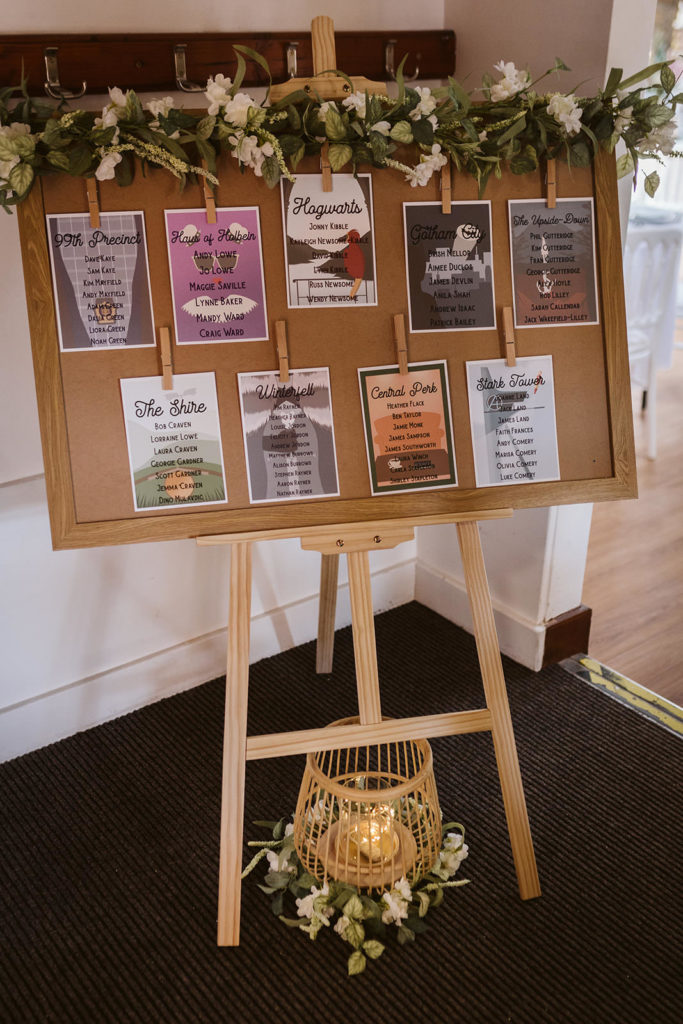 musical-theatre and Pokémon themed wedding details