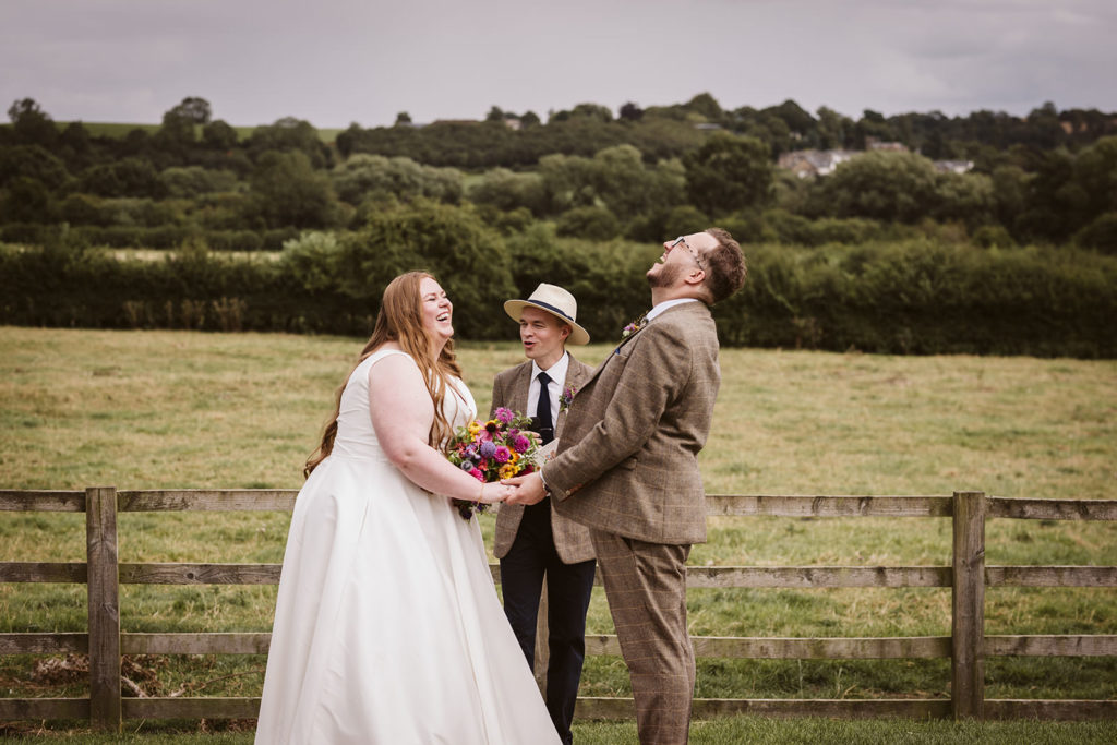 The outside ceremony space at East Keswick Village Hall really has a beautiful backdrop