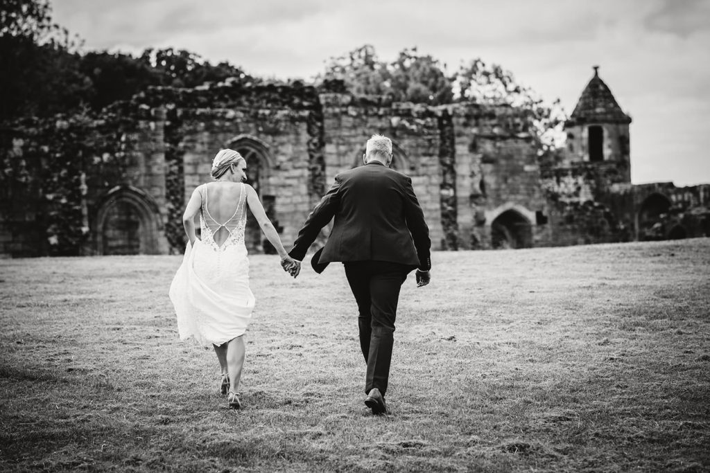 Bride and Groom portrait at Spofforth Castle, North Yorkshire