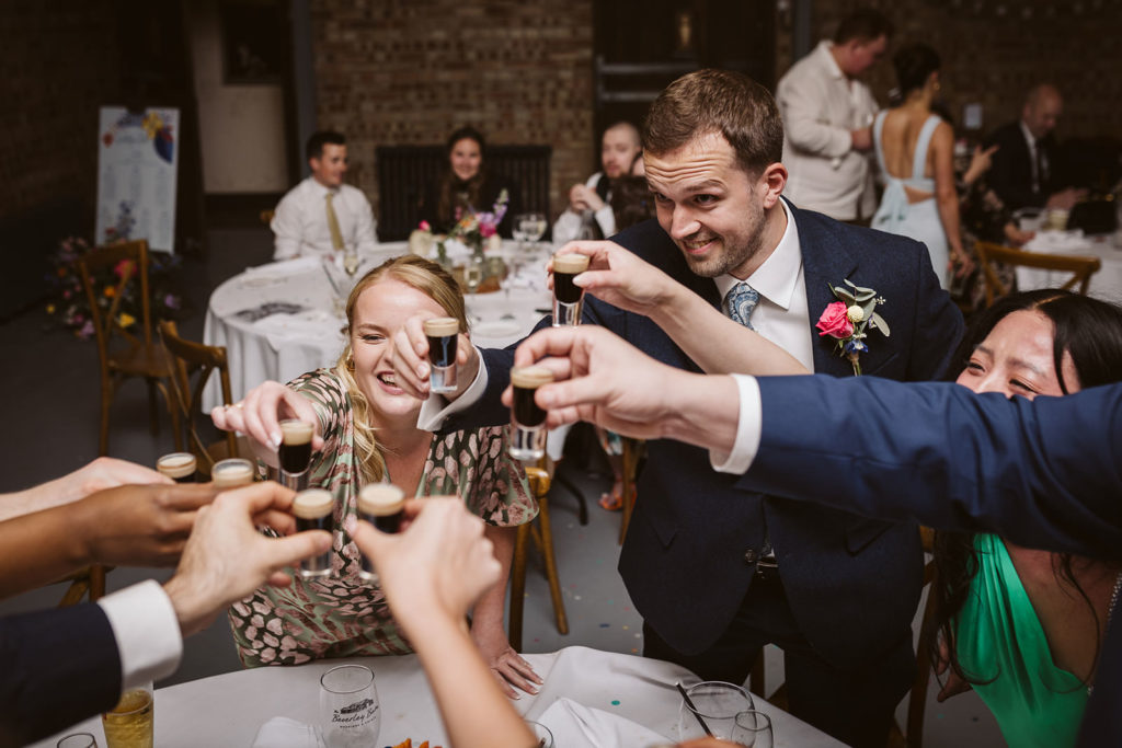 Guests enjoying a round of shots