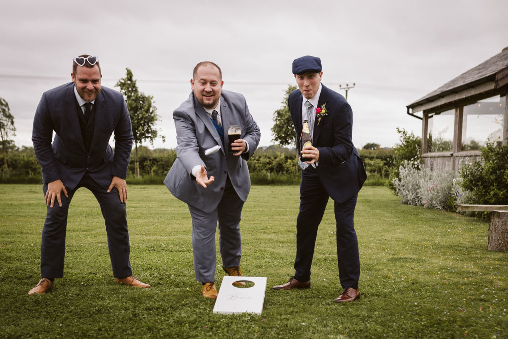 Guests enjoying the lawn games at the Beverley Barn