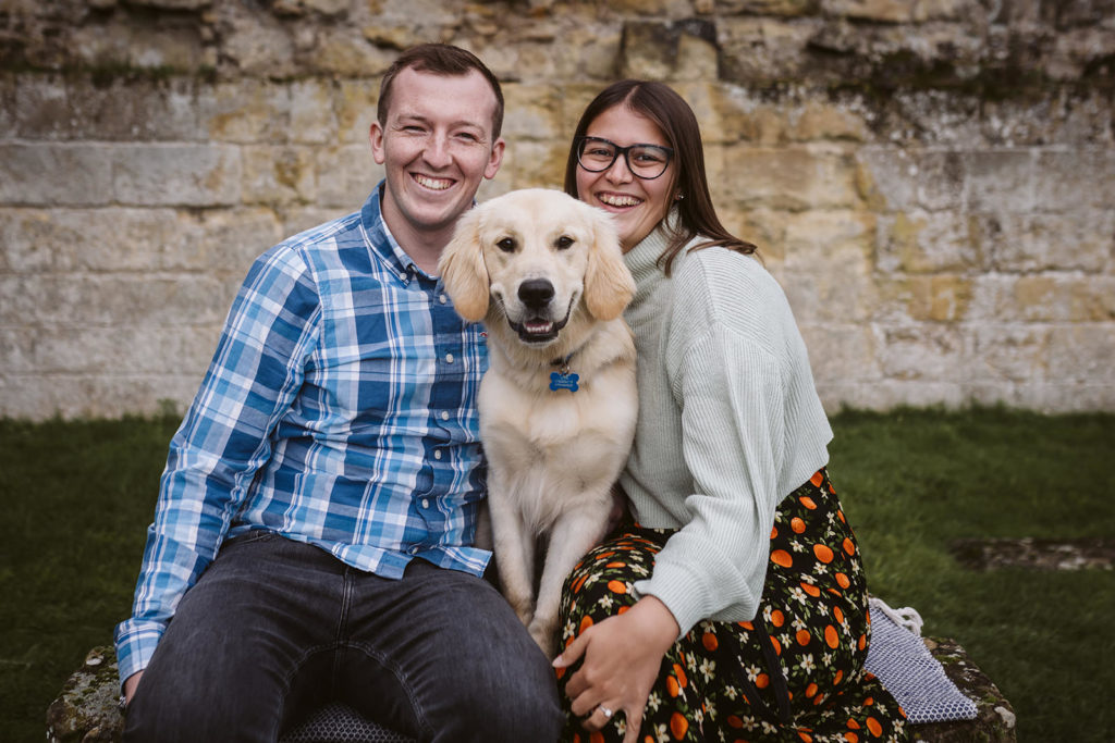 Even the couple's Golden Retriever smiled for the camera