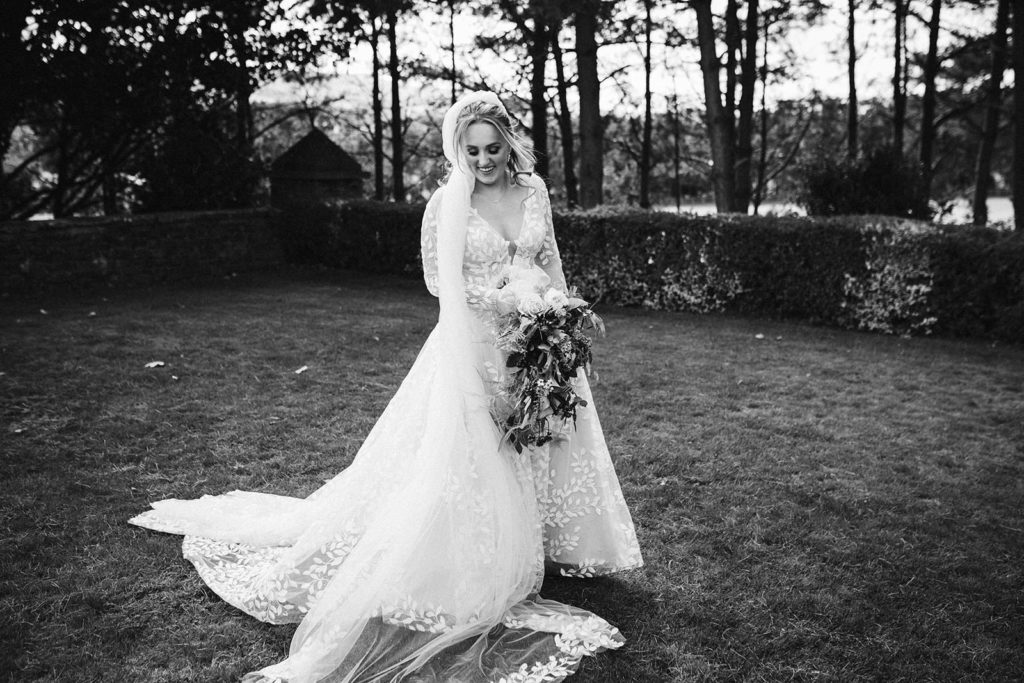 A relaxed happy bride on her wedding morning