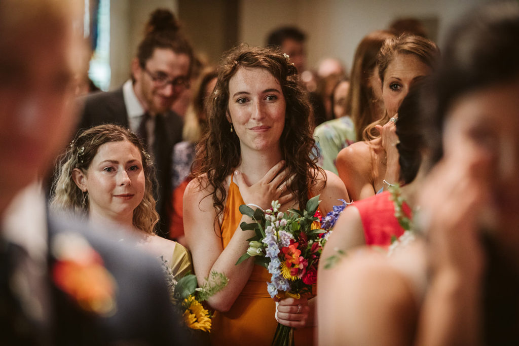 Emotional guests during the wedding ceremony