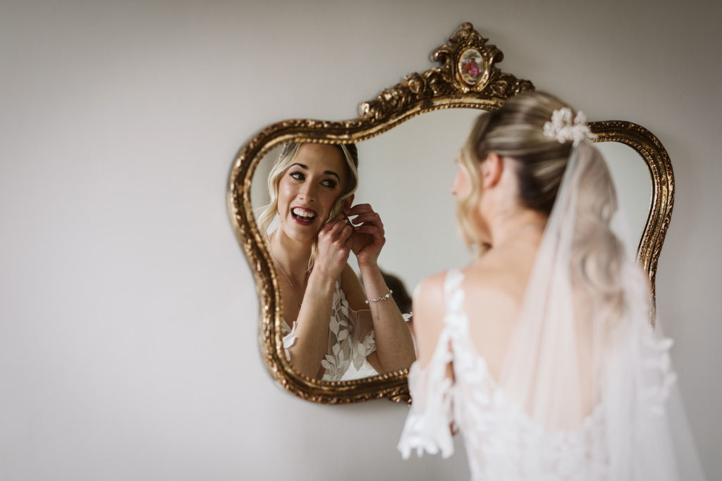 The Bride taking a moment for herself at Newton Hall Weddings