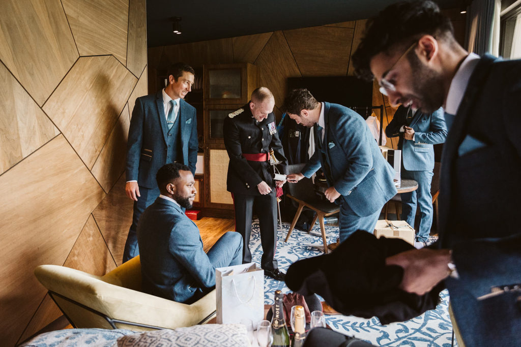 The Groom and groomsmen getting ready at Newton Hall