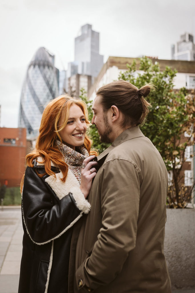 London engagement shoot with iconic views of the City and the Gherkin as the backdrop