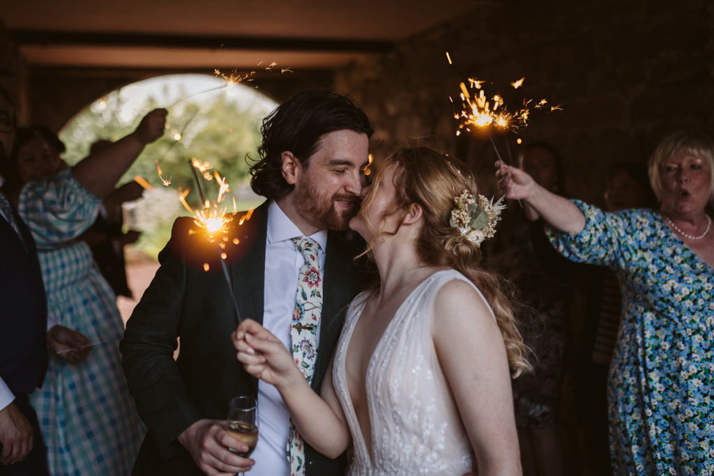 Intimate sparkler photo for the newlyweds