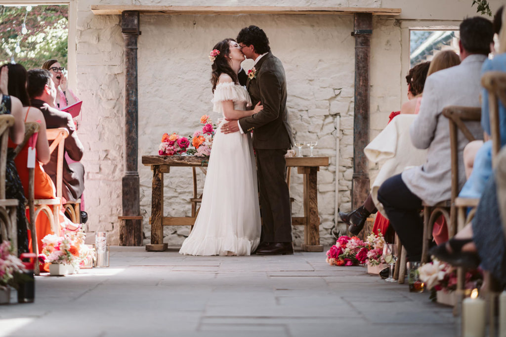 First kiss at Wyresdale Park Weddings