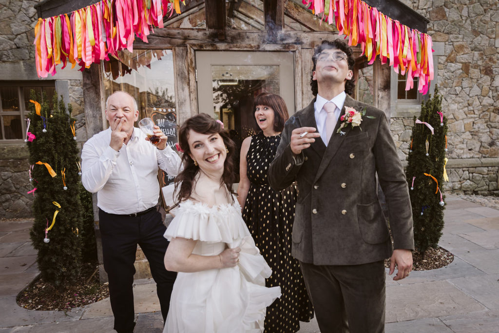 A recreation of an old family wedding photo