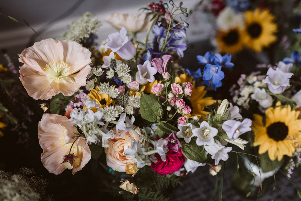 Beautiful colourful florals for this laid back wedding in Leeds
