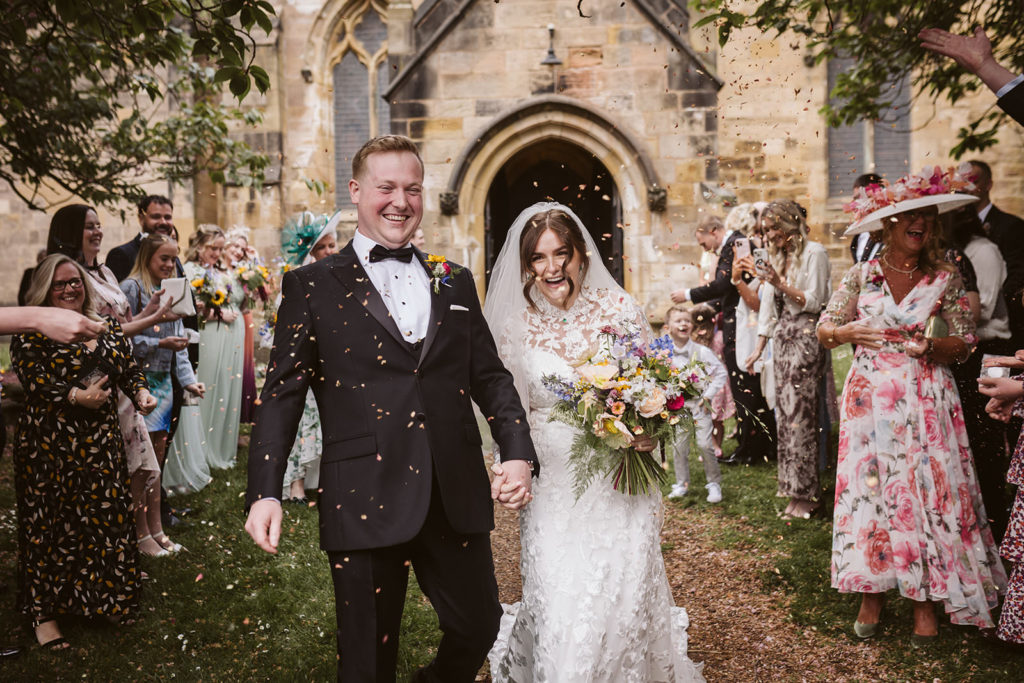 Candid wedding photography in Leeds - the confetti shot