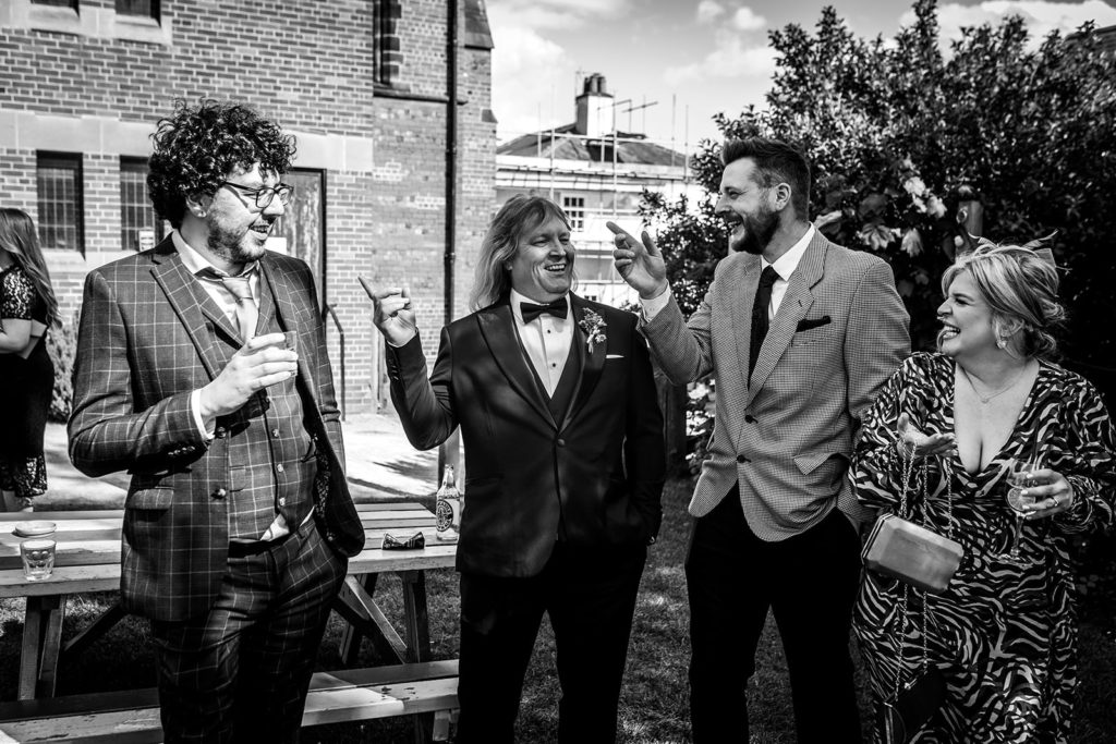 Wedding guests joke at Left Bank Leeds