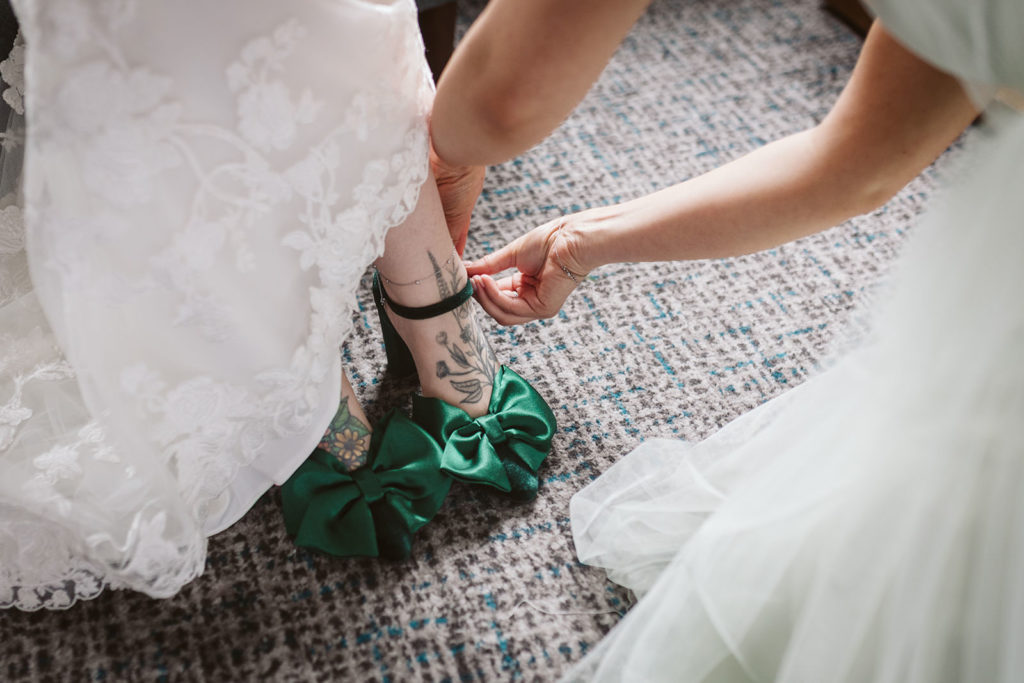 Stunning green bridal shoes