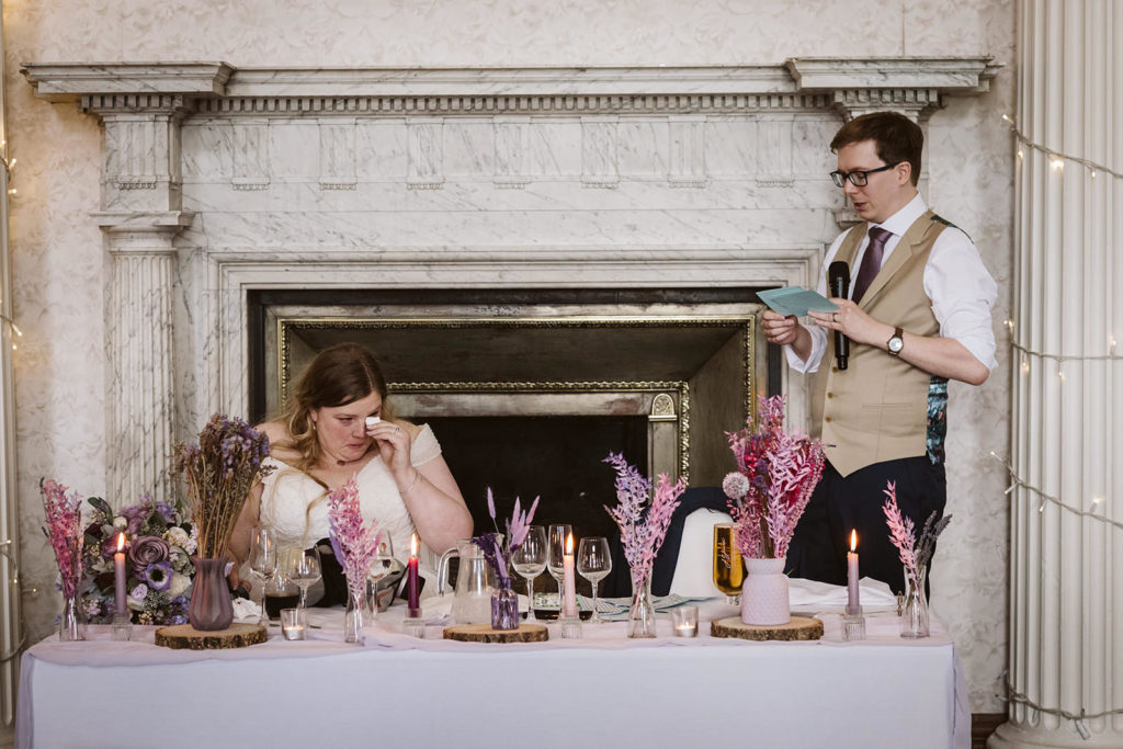 Bride reacts to her new husbands sopeech