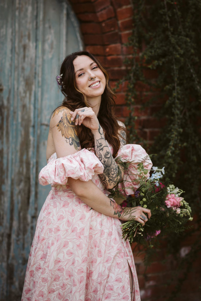 Pretty in pink, because wedding dresses don't always have to be white