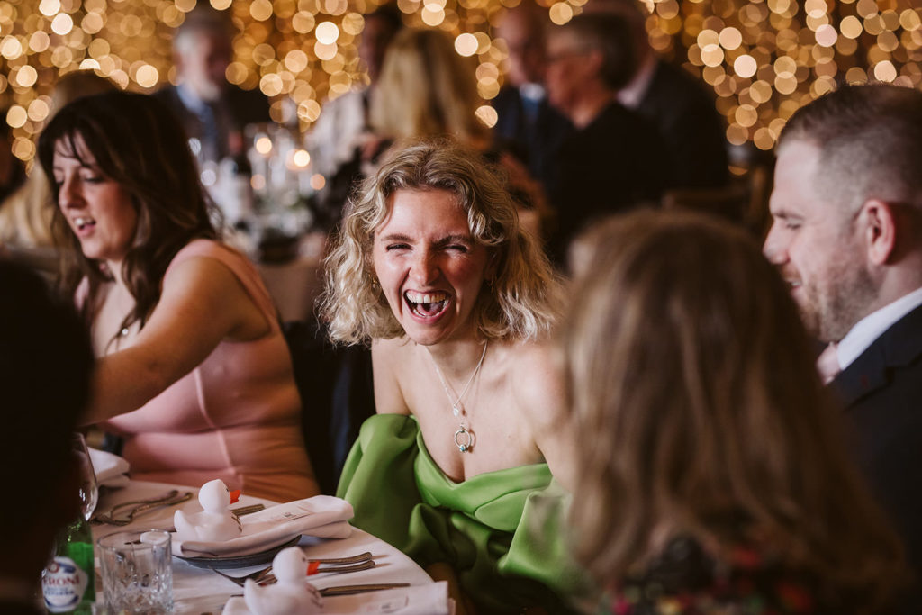 laughter during wedding speeches at Hornington Manor