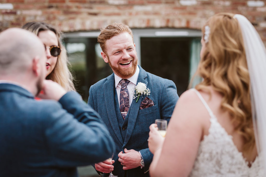 guests enjoying outdoor drinks reception in North Yorkshire