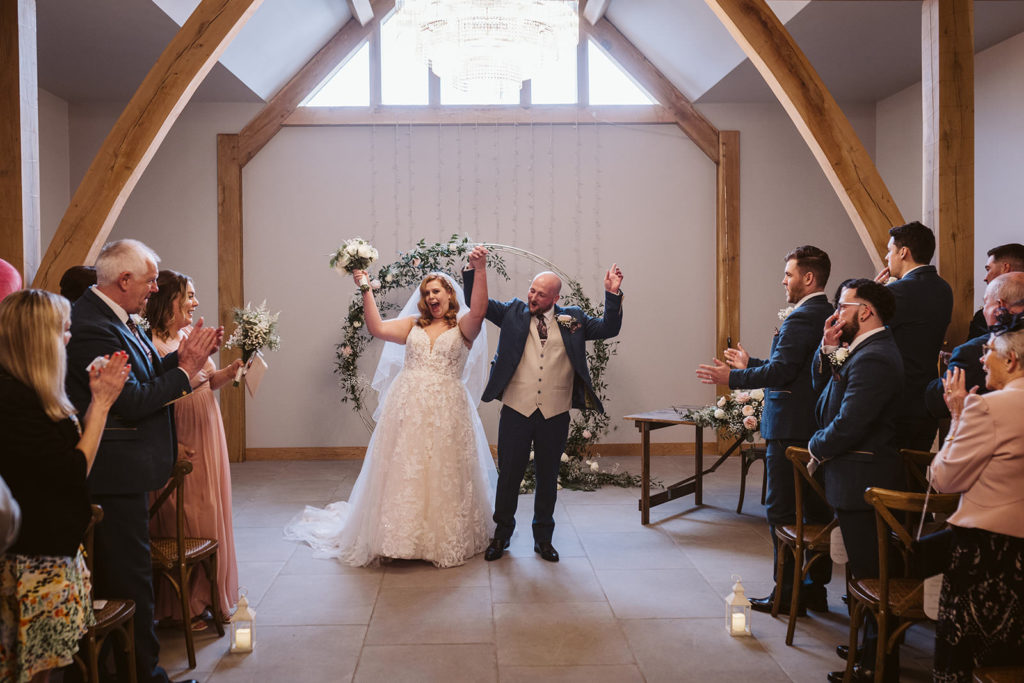 guests reacting during spring wedding ceremony Yorkshire