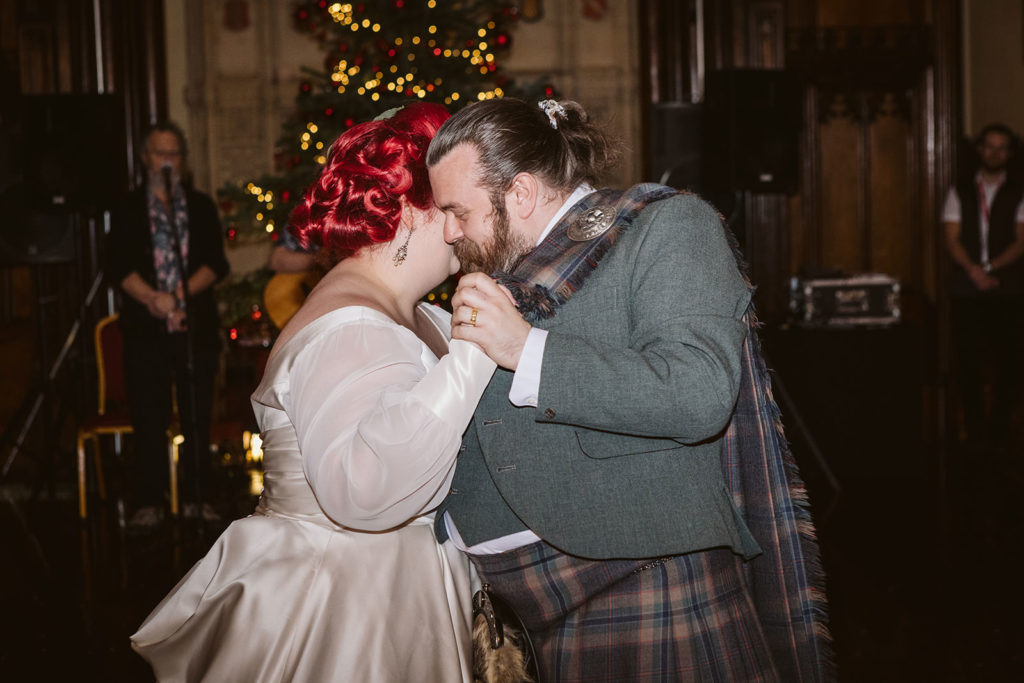 Joyful candid moments during winter wedding