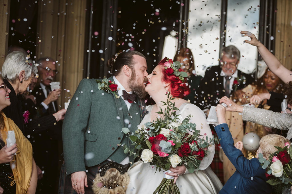 Confetti kisses at Allerton Castle