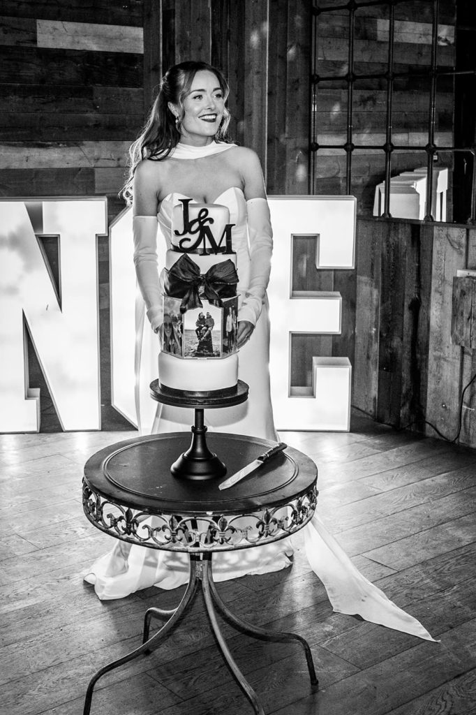 Wedding cake with photo memories created by the mother of the bride