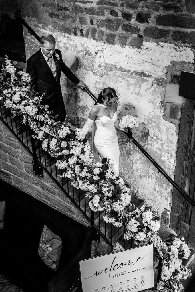 The Bride and her father head to the ceremony at this all in one venue in North yorkshire