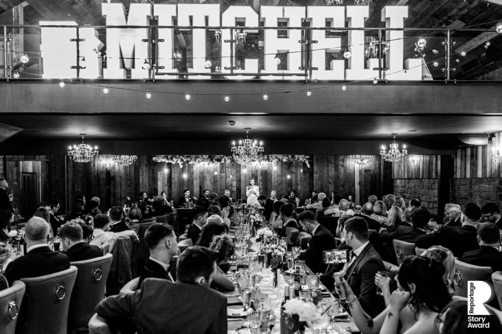 The Bride makes a speech at Wharfedale Grange, a luxury North Yorkshire Wedding Barn
