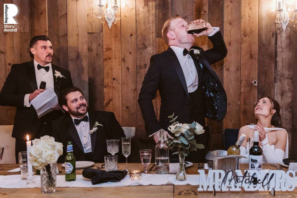 The Best men challenge the groom during their speech