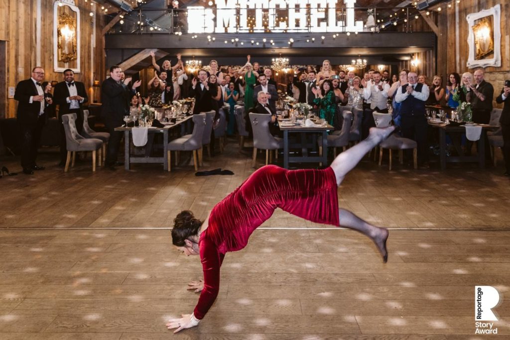 A guest busts her best moves during a dance off at Wharfedale Grange