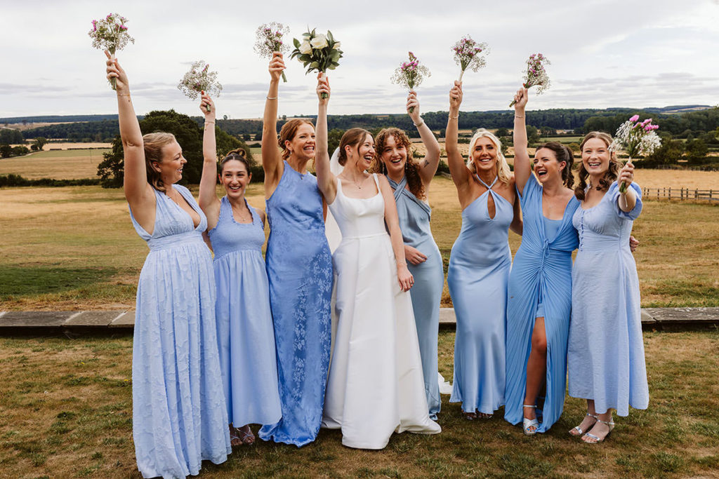 Bridesmaids Group Shot at Oswaldkirk Marquee Wedding