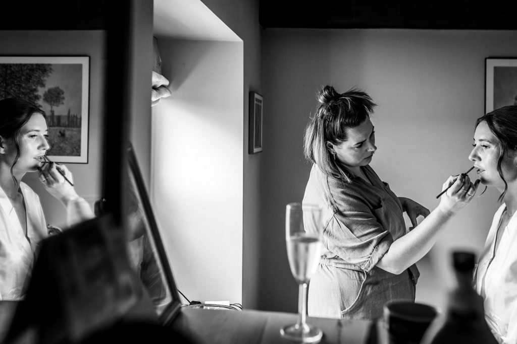 Candid bridal preparation photographs at a family home in North Yorkshire