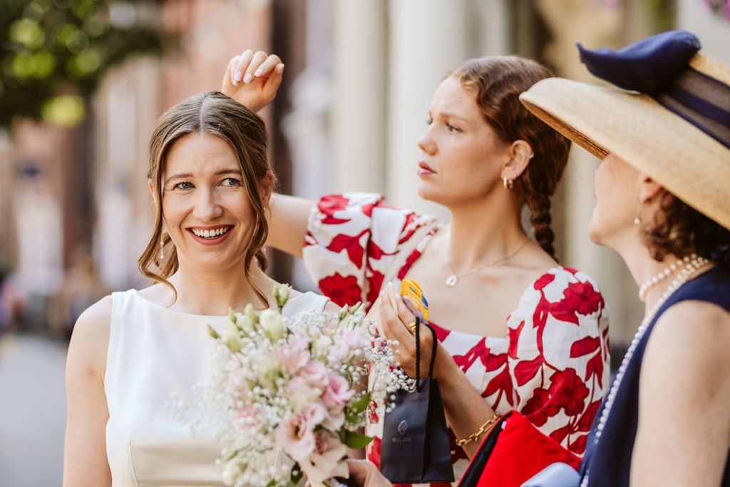 Hester arriving at York Register Office for her legal wedding ceremony
