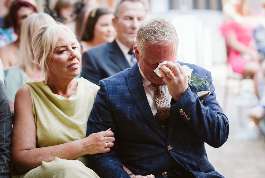 Emotional father of the bride during the ceremomy