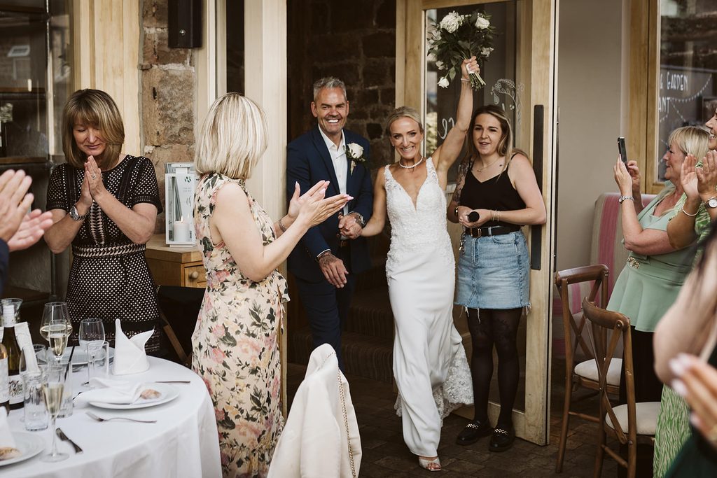 Nat and Martin enjoying their pub wedding reception